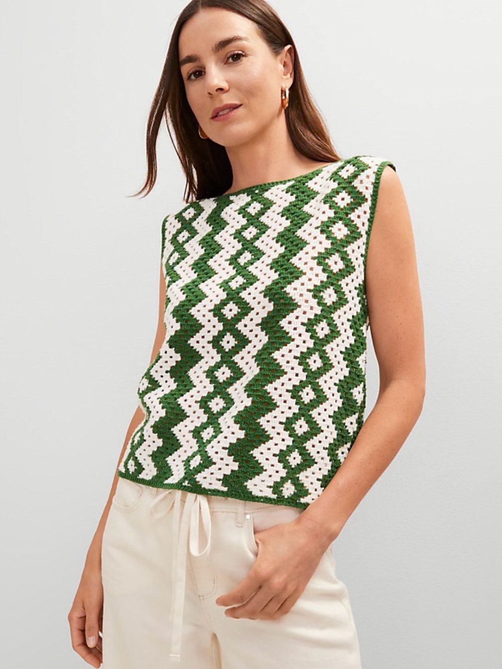 Ann Taylor Geo Crochet Sweater Shell - Picture 1 of 4
